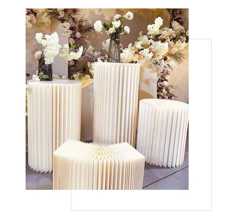 White Round Flower cake Stand  pedestal cylinders display Flower stand For Wedding road guide Aisle Decoration  wholesale