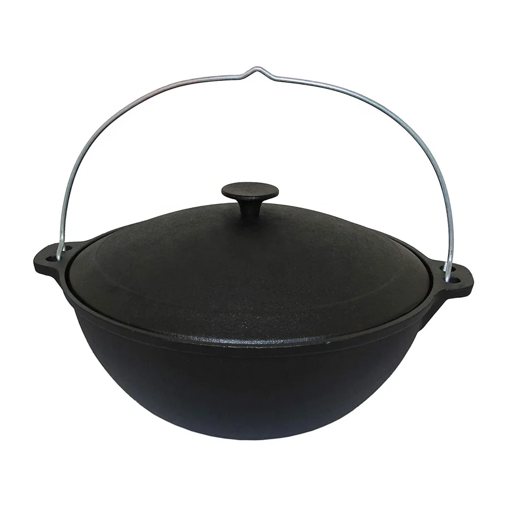 4L Kazan Swivel Pot Cast Iron Kazan Camping pot with Cast Iron Lid Kettle