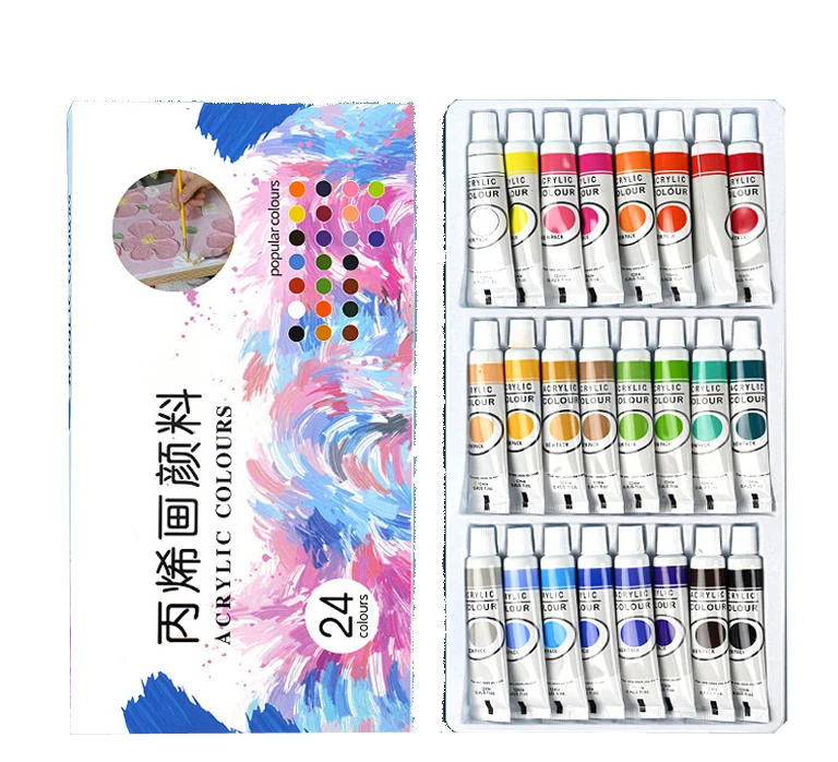 Art supplies 12 /24 Colors Acrylic Paint set custom Aluminum Tube Painting Pigment watercolor paint