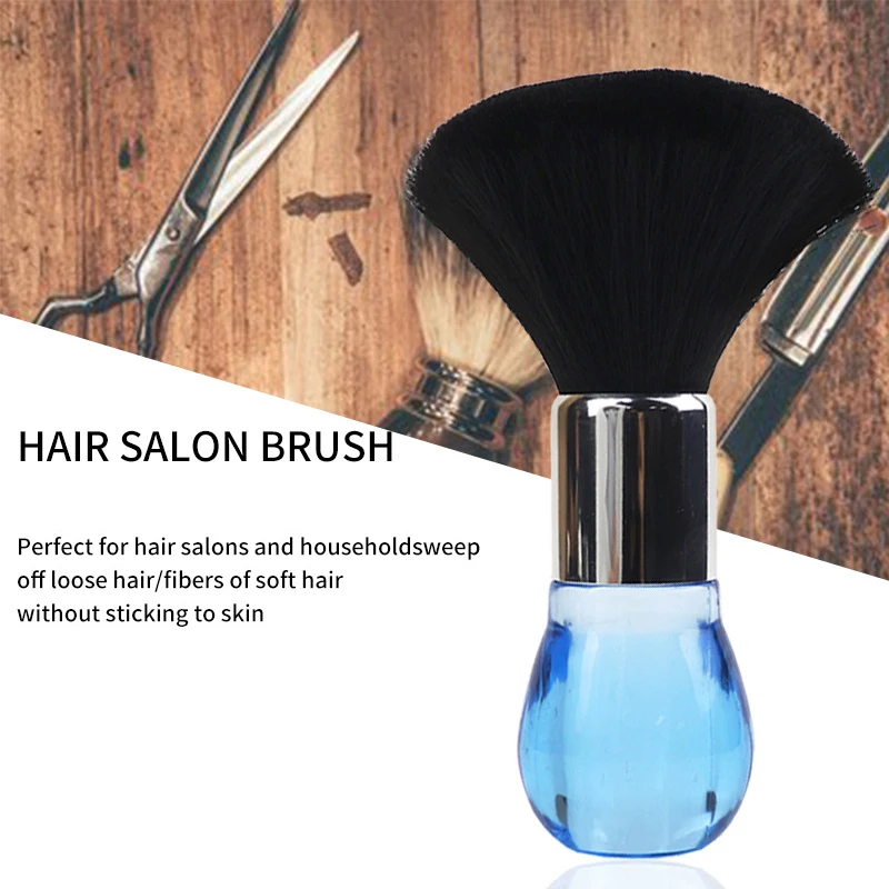 Customized Logo Barber Plastic Crystal Handle Soft Hair Cutting Cleaning Brush Neck Removal Duster Shaving Brush For Hairdresser