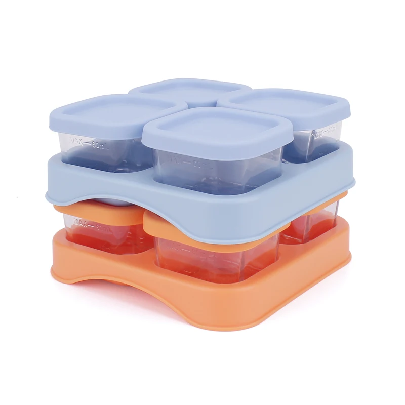 4 Pcs  High Borosilicate Glass Baby Food Storage Containers Portable Food Freezer Fresh Box 60 ml