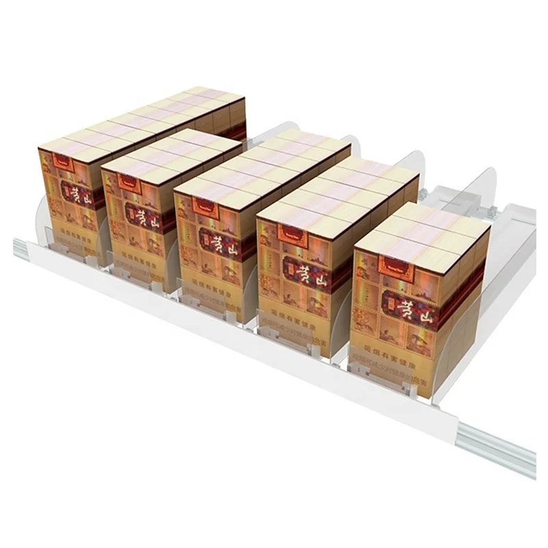 Wholesale Free Sample Automatic Black  Vending Machine Retail Shelf Pusher cigarette Retail Merchandise Refill Sliding System