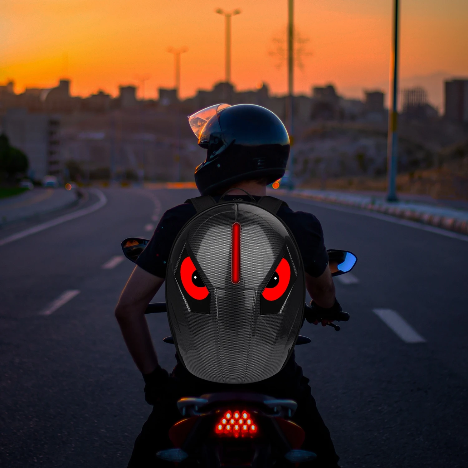 LED Laptop Bag Motorcycle Riding Backpack Hard Shell LED Motorbike High-Capacity Helmet Waterproof Backpack With Programmable