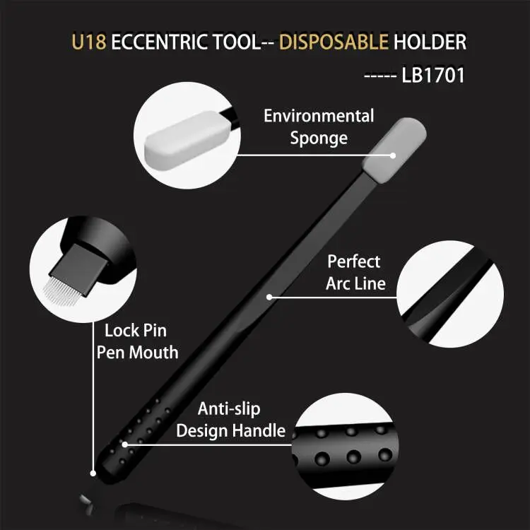PM Beauty Custom Private Label Permanent Makeup Disposable Manual 18U Eyebrow Microblading Pen with brush