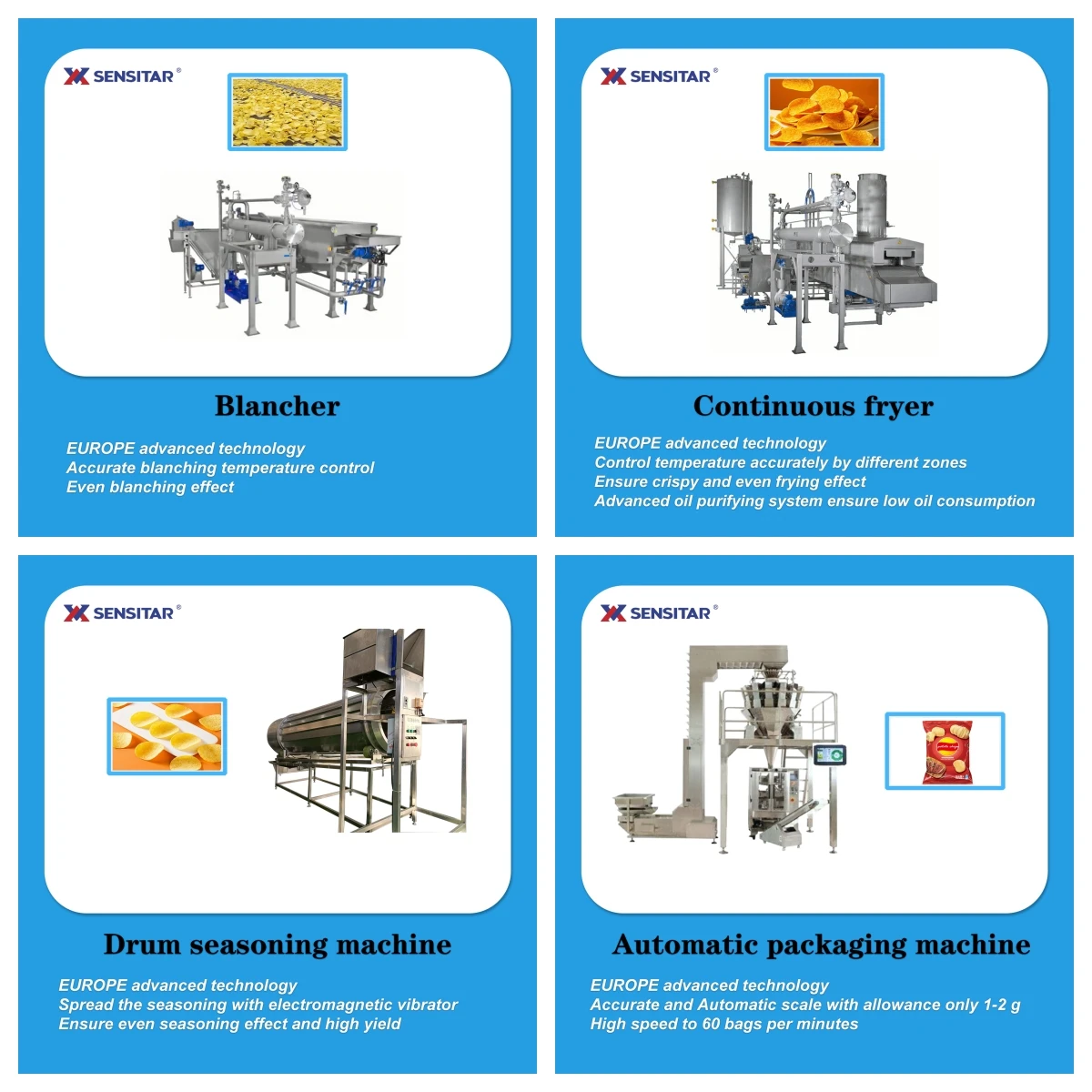 China Industrial Automatic Frozen Fried Potatoes Finger Production Line Natural Potato Chips Making Machine
