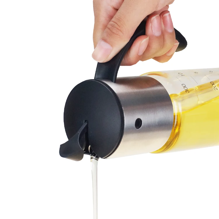 Gravity lid-spout Automatic Olive Oil and Vinegar Dispenser with oil Glass Bottle