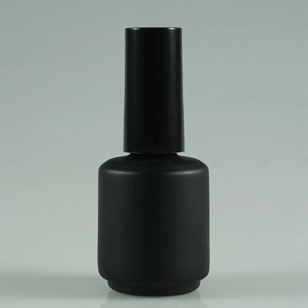 
8ml 10ml 15ml soak off LED round matte / gloss Black Empty UV Gel Glass Nail Polish Bottle with soft Brush 