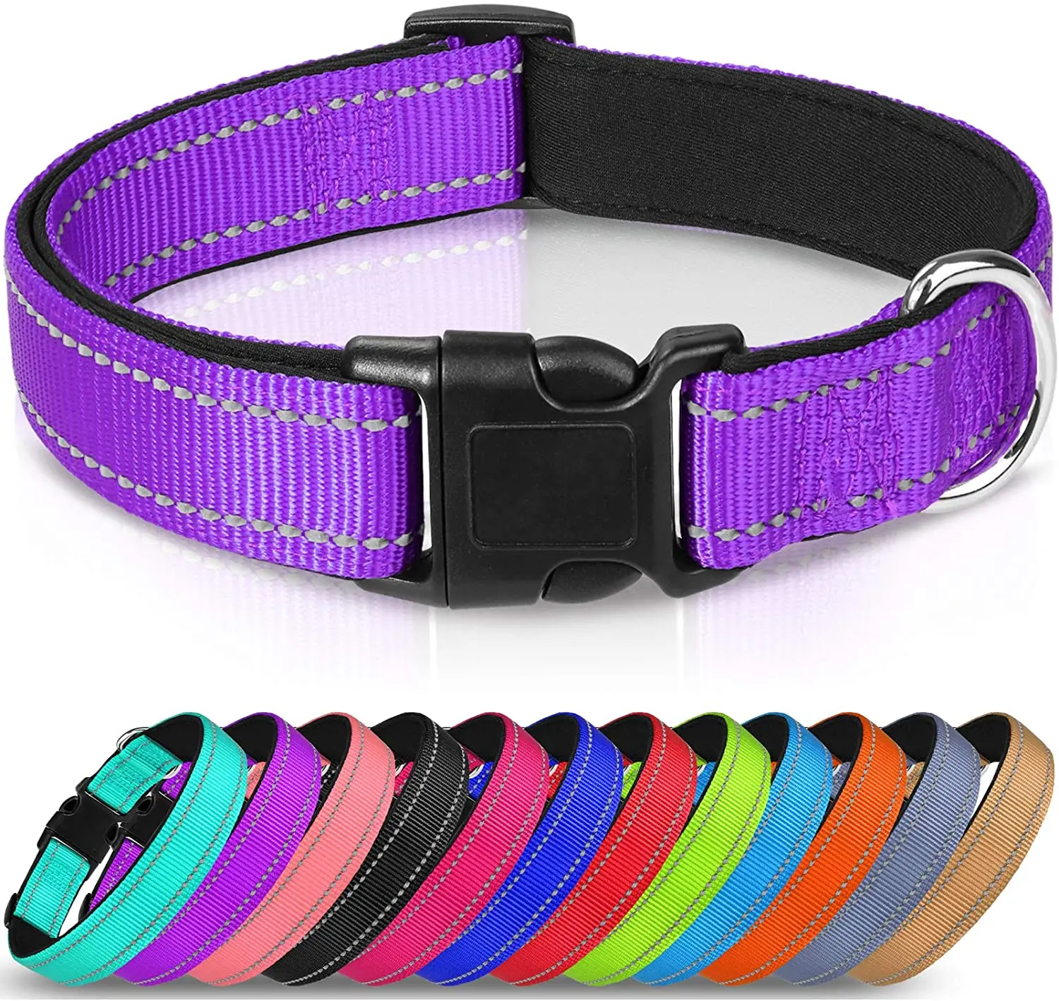 Fondopet Reflective Doged Collar Soft Neoprene Padded Breathable Nylon Pet Collar Dog