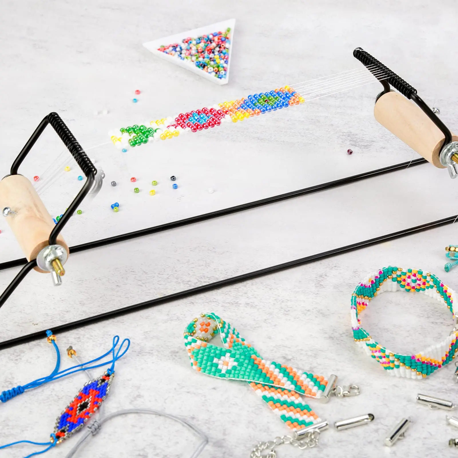 DIY creative fun beading loom kit to make a necklace bracelet with your choice of beads