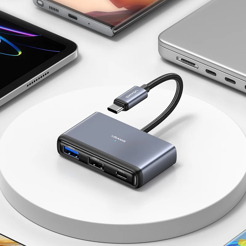 USAMS SJ628 5 in 1 Multifunctional Type-c USB C 3.0 Hub Docking Station Multiport Adapter