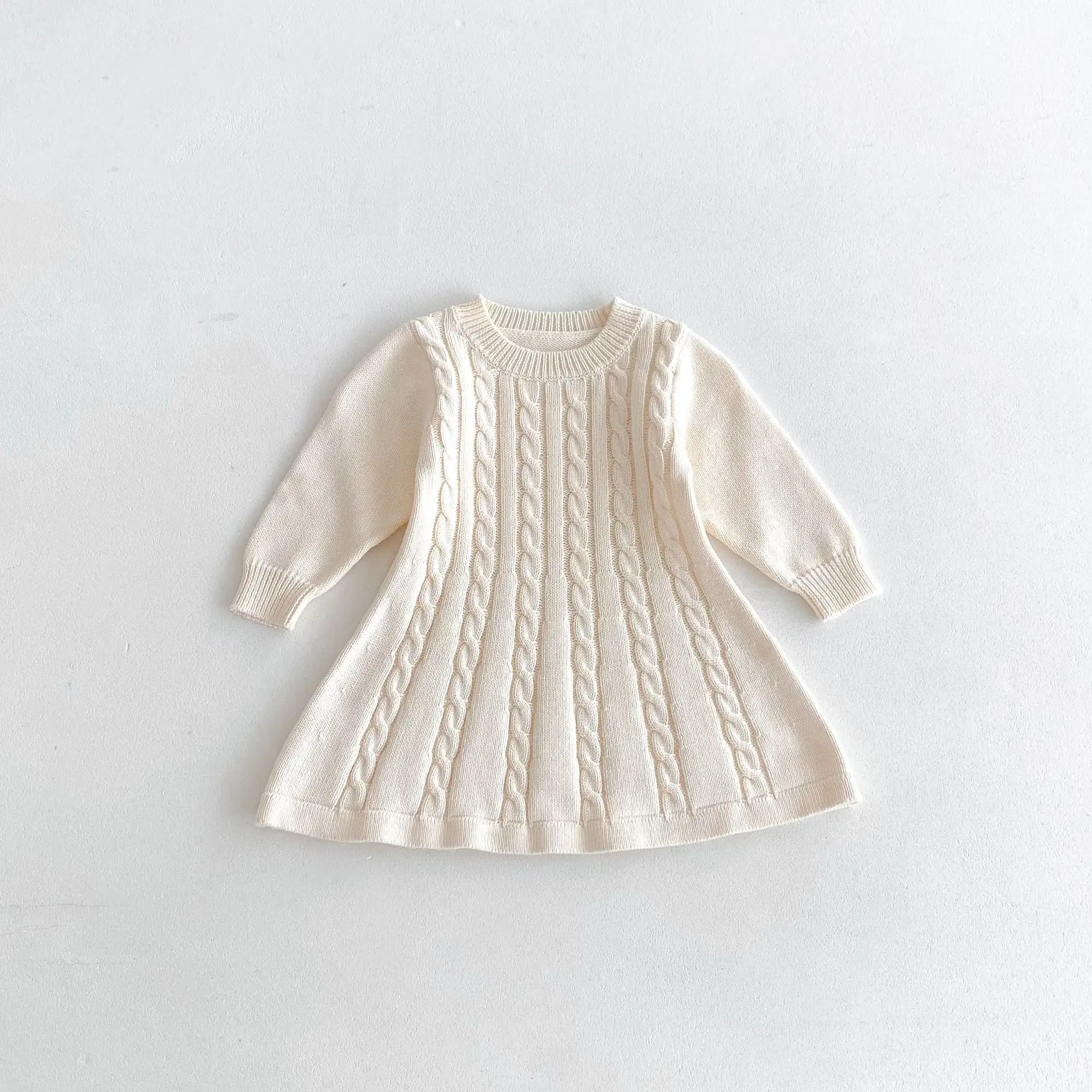 new style knitted girls dress high quality long sleeve knitting dress hot sale fall winter girls clothing