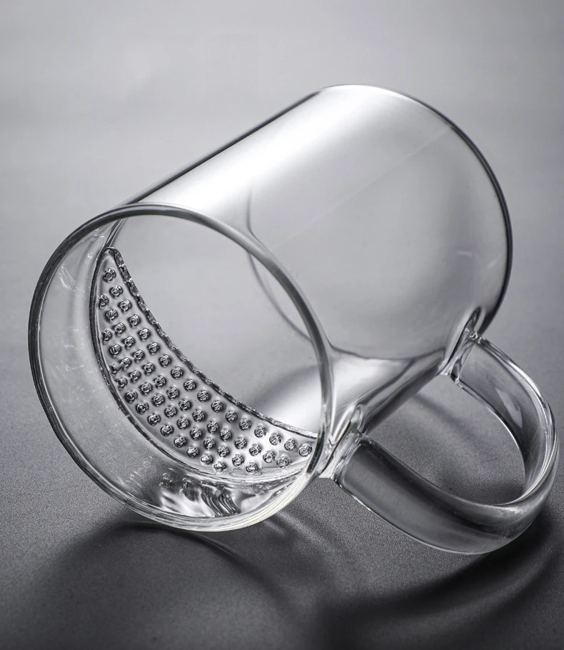 12oz Heat Proof Clear Teacup Hand Blown Heat Proof Drinking Cup Borosilicate Glass Tea Mug with Filter and Handle