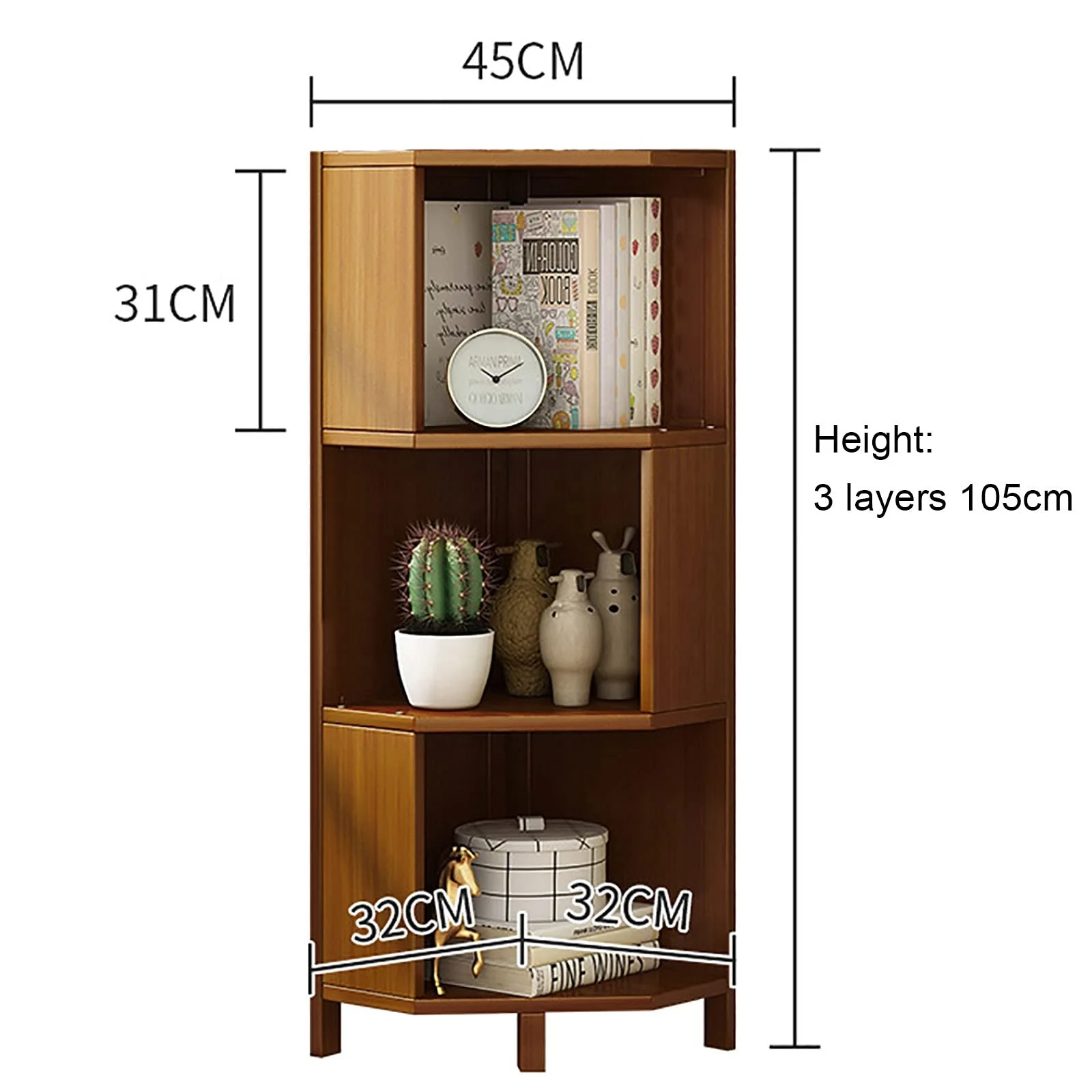 137CM  bookcase modern luxury living room bookshelf wooden library rotating bookcase 4 layers Tall Corner Bookshelf