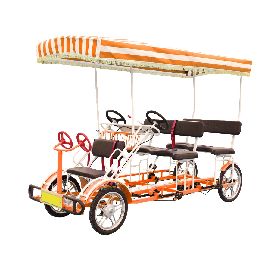 Factory Hot Sale 6 person 4 wheel Electric bicycle tandem sightseeing bike with drum brake