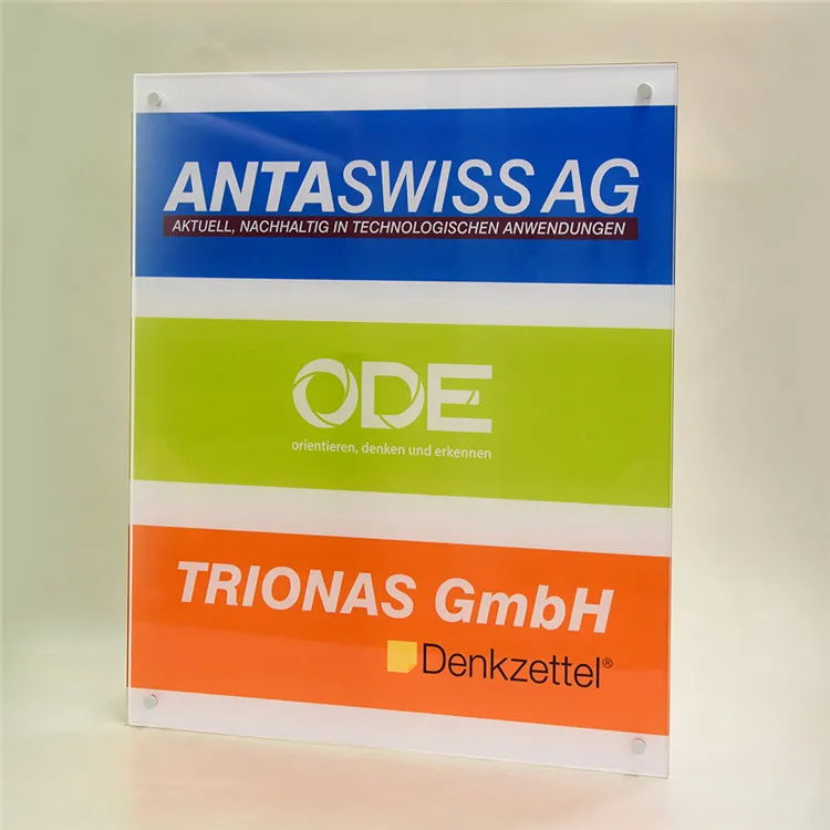 Factory Interior Directory Signs Rectangle clean frosted hanging logo Acrylic signage Office Reception Sign board with Standoffs