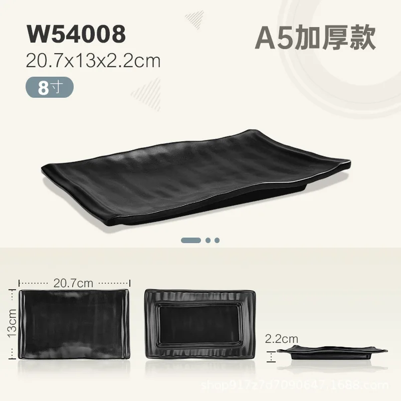 Commercial Plastic Self-Service Barbecue Plates Cold Dishes Black Food Grade Melamine Hot Pot Tableware Dishes For Restaurant