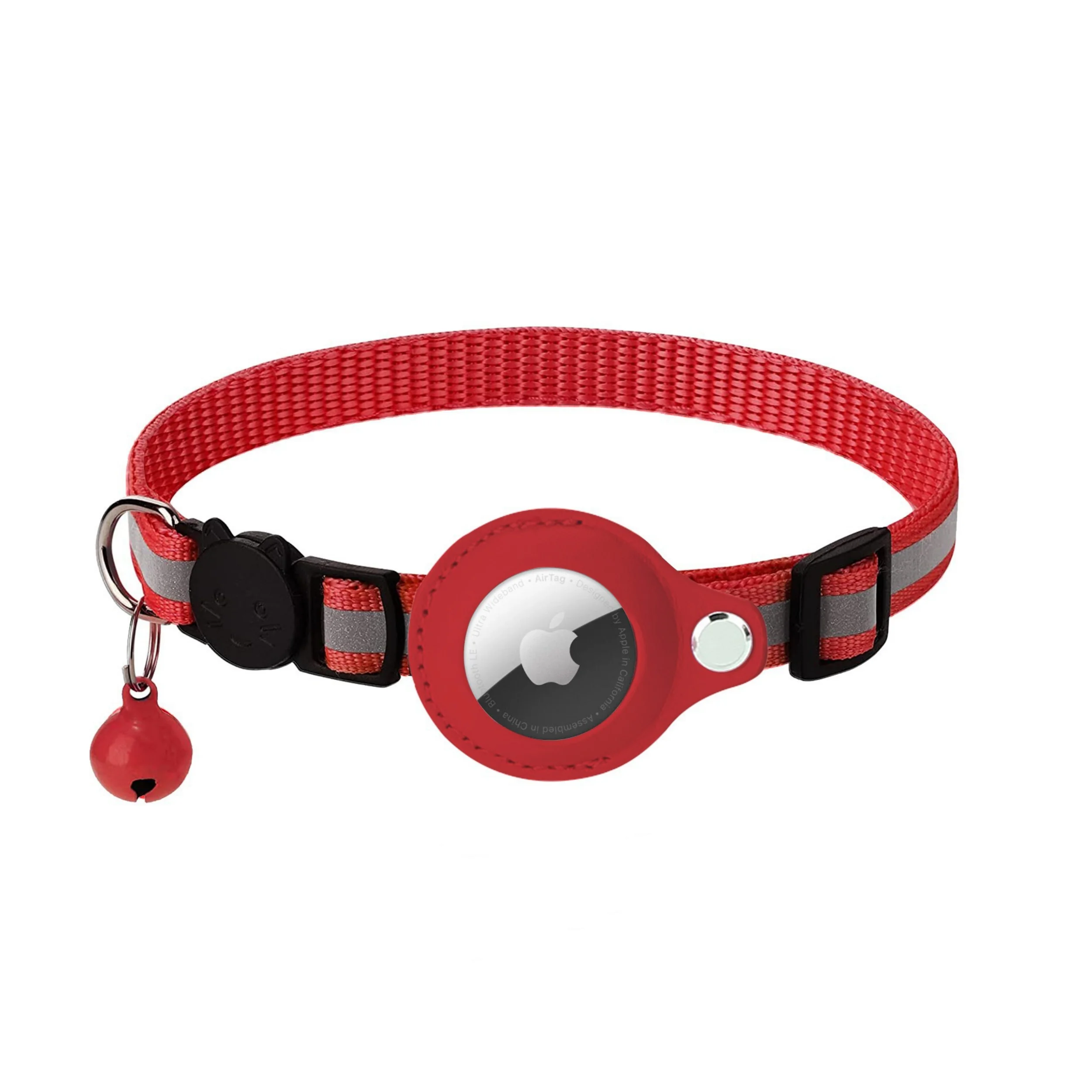 Air Tag Cat Collar Nylon Webbing Collar For Pet with AirTag Holder and Bell Lightweight