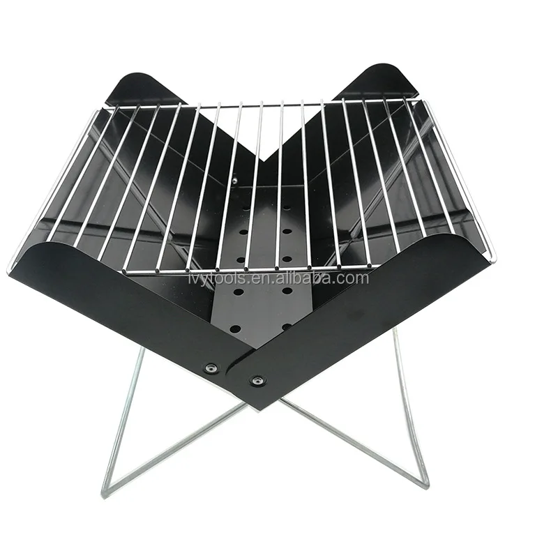 Outdoor Charcoal Stove Foldable BBQ Grill Stainless Steel Portable Stove Camping Grill Rack For Pot Meat Coffee Water