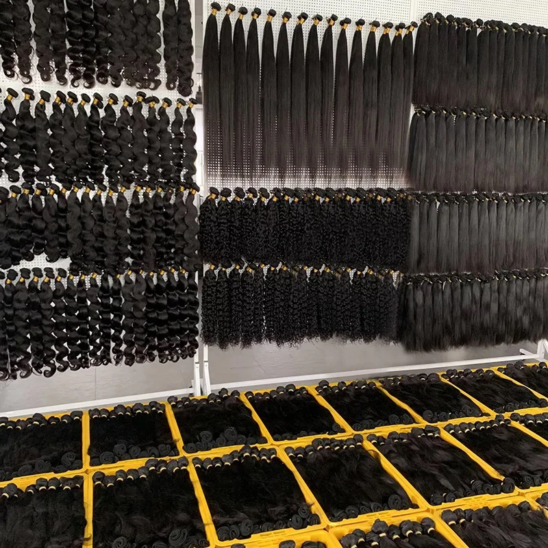 Factory Wholesale Raw Vietnamese Hair 100 Virgin Human Hair Bundles Raw Mink 3 Bundles With Lace Frontal Closure For Black Women