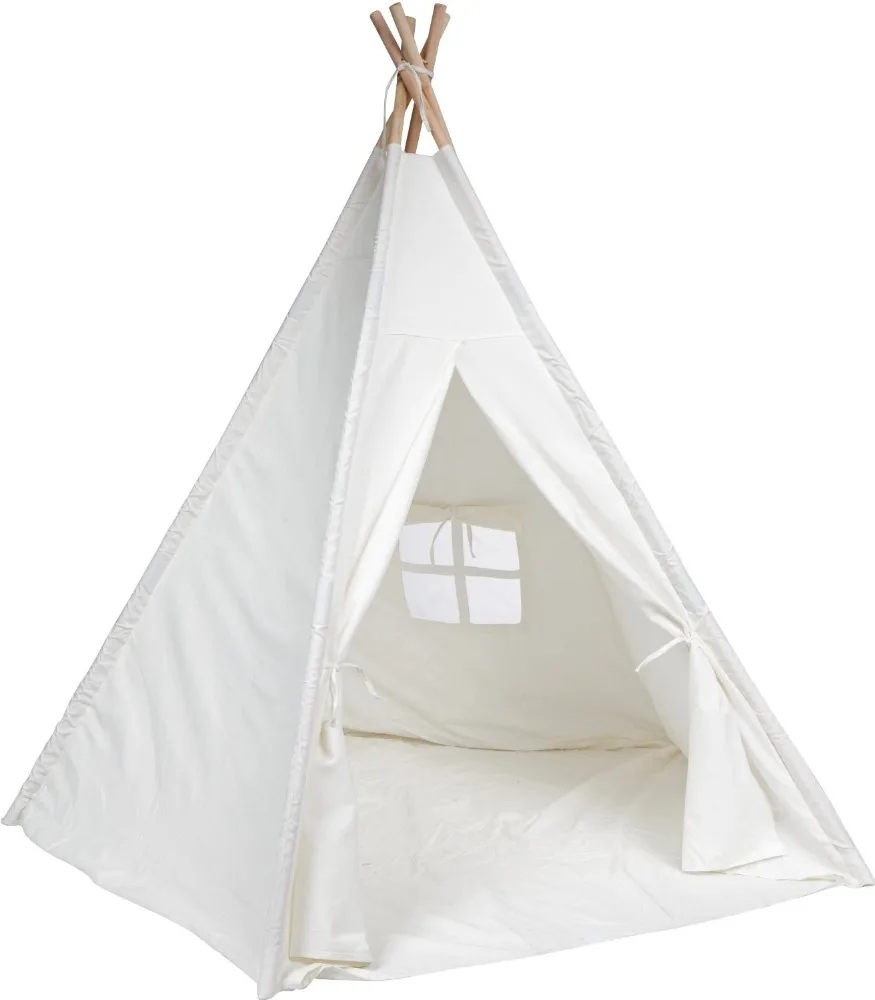100%cotton Kids Teepee Tent with Padded Mat & Light String& Carry Case- Kids Foldable Play Tent for Indoor Outdoor