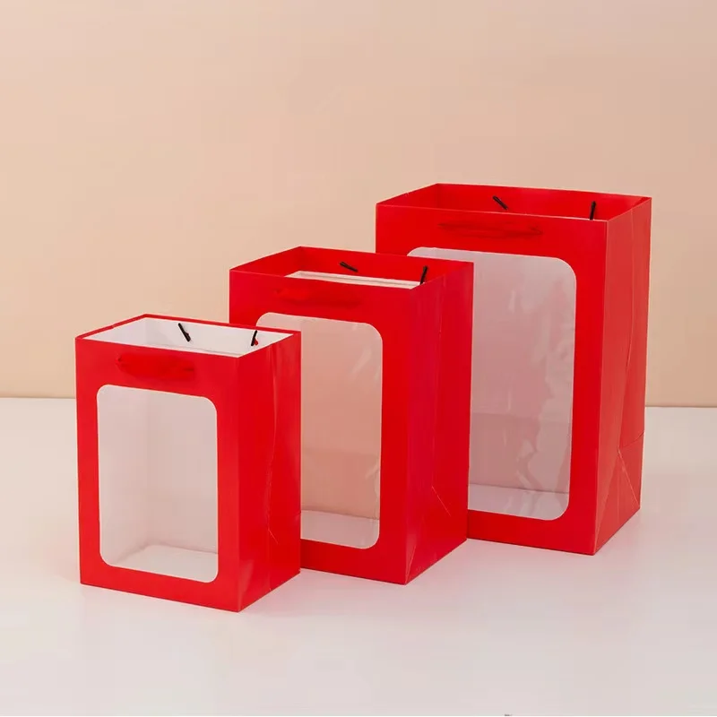 2023 new design christmas gift paper bag open window paper bag