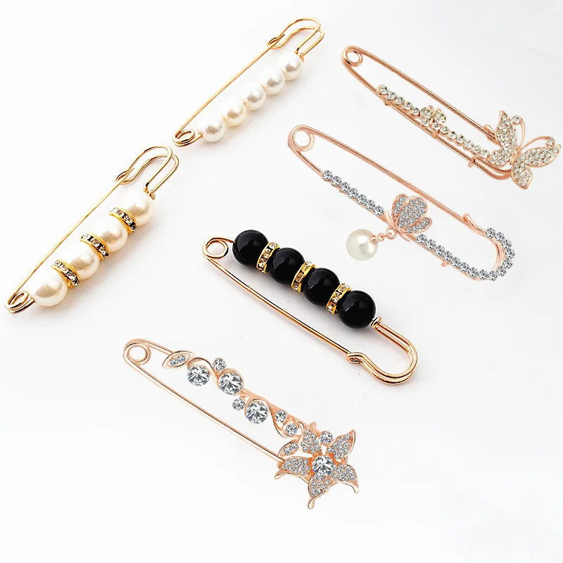 Waistband Pin Accessories Good Quality Pearls Crystal Gold Brooch Waist  Clap Anti Exposed Safty Pins