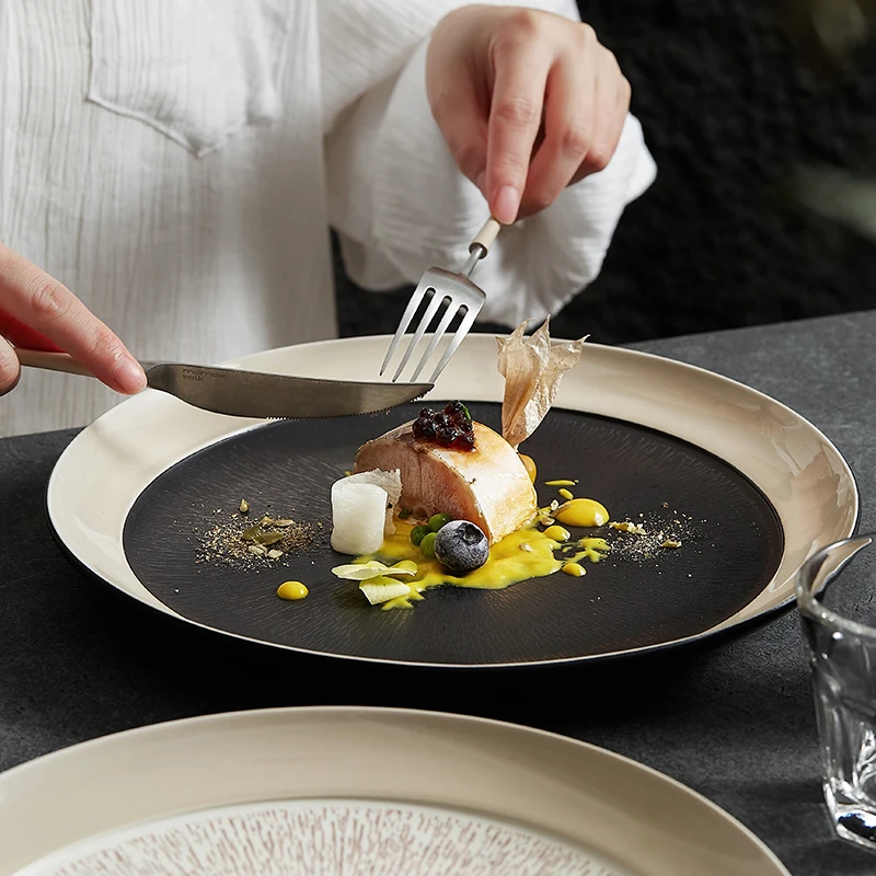 Japanese ceramic 11 inch advanced sense of light luxury western dinner plate beautiful hotel special plate