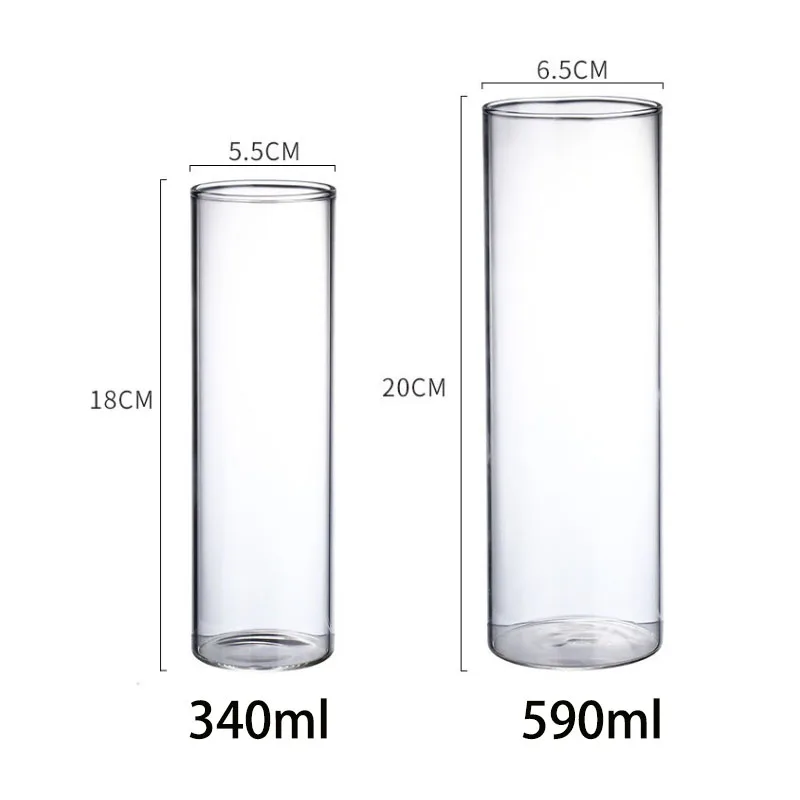 Bottomless Borosilicate Clear Tall Glass Cylinder for Water Juice Beer Drinks and Cocktails and Mixed Drinks