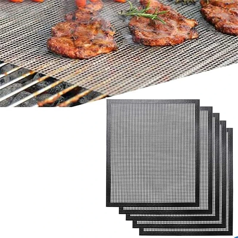 Factory wholesale heat resistant bbq mat set PTFE Grilling mesh Sheet For Charcoal Gas Grill
