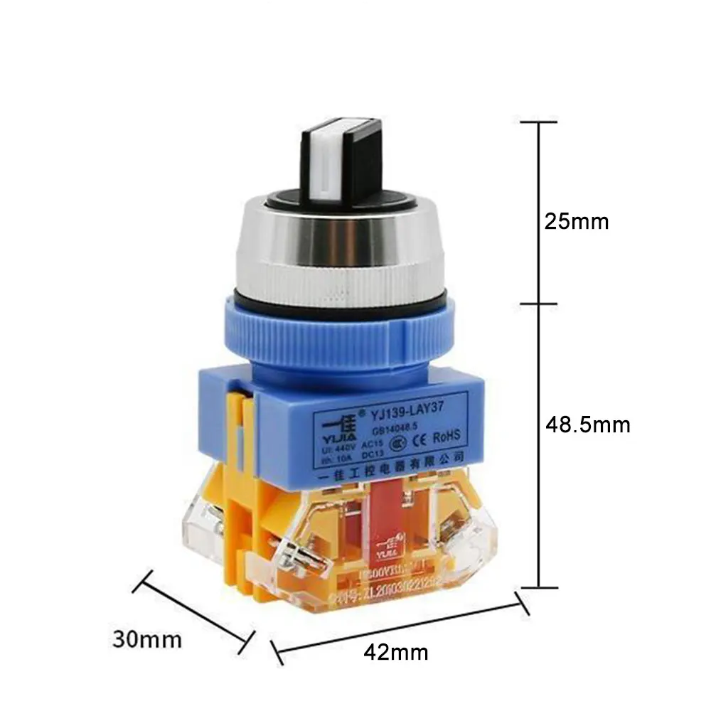 Rotary  black second gear third gear lay37 series 30mm  start stop plastic push button switch without led