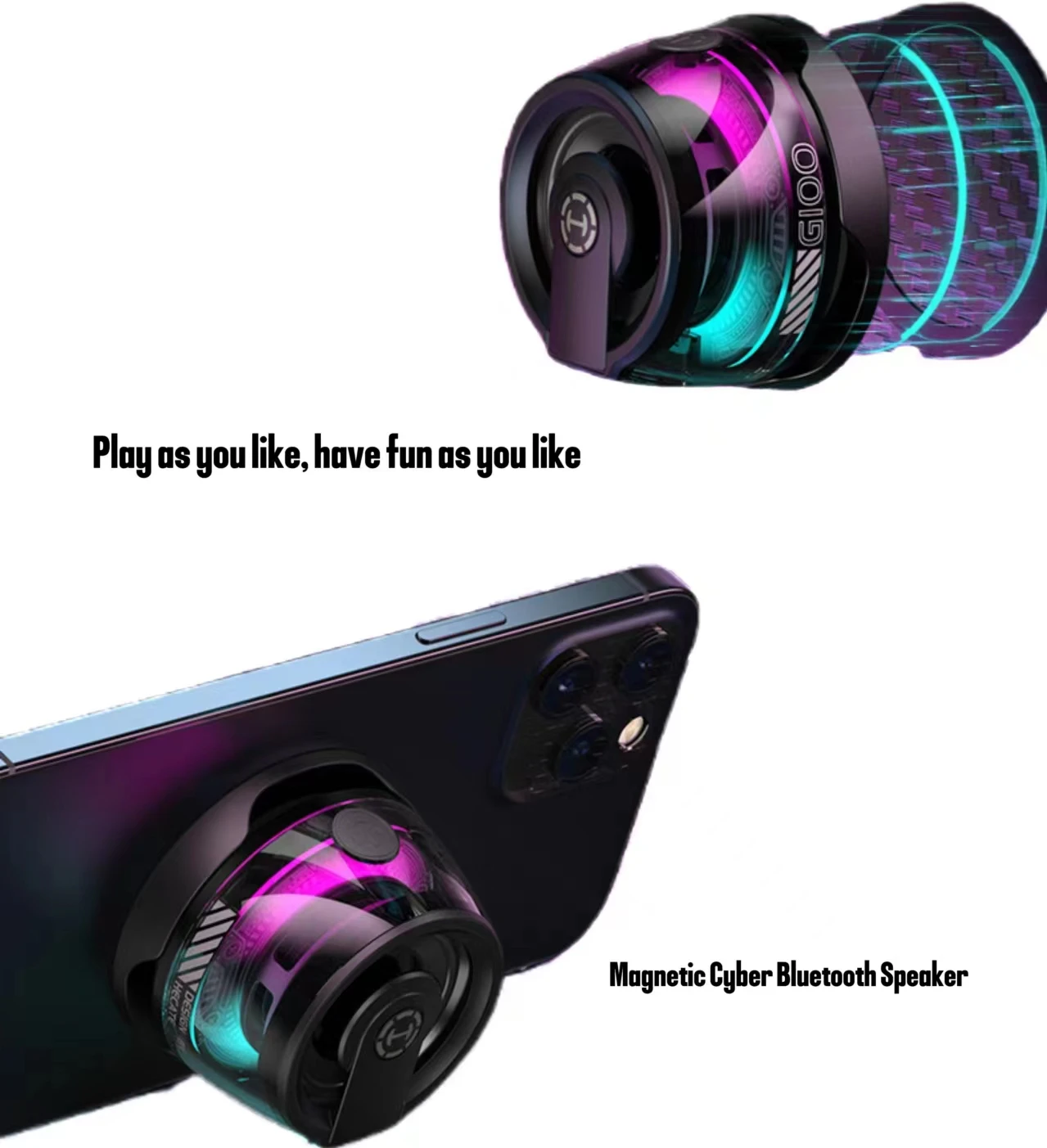 LED outdoor portable magnetic music speaker karaoke home desktop video game subwoofer small speaker