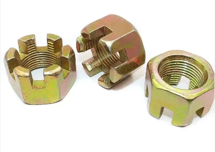 cheap custom white yellow high quality brass zinc plated black oxide Galvanize Carbon Steel SS304 Hex Slotted Castle Nuts DIN935