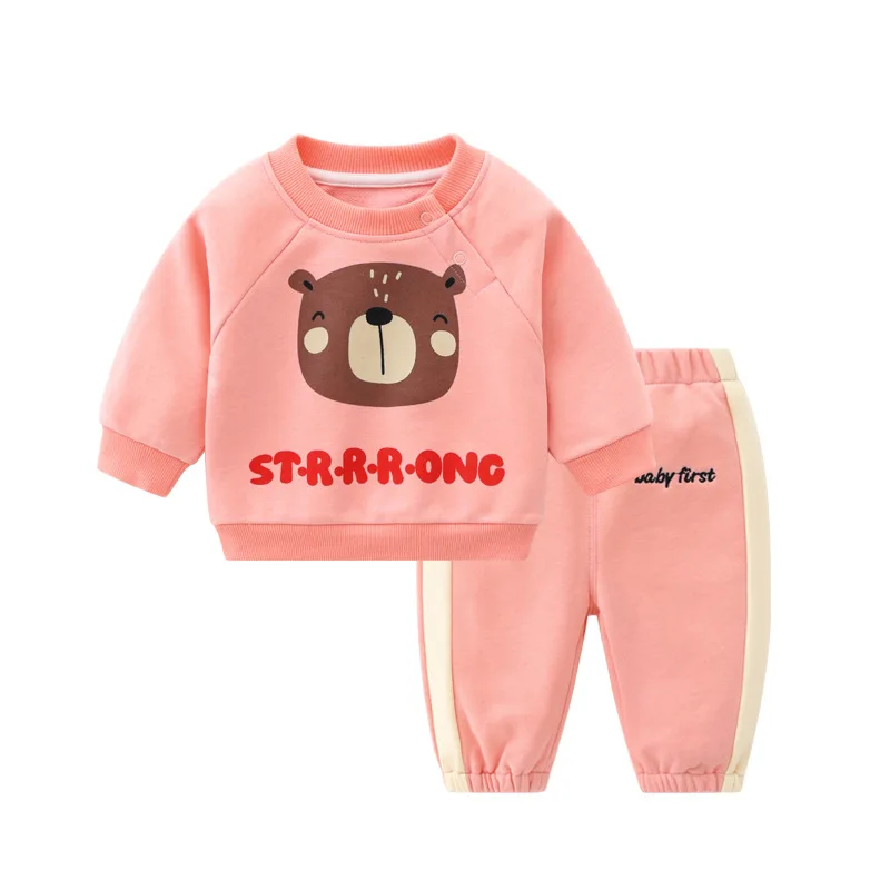 Fall Kids Two Piece Clothing Set Cotton Daily Hoodies Trousers Boys Girls Sweatshirts Clothing Set 2022