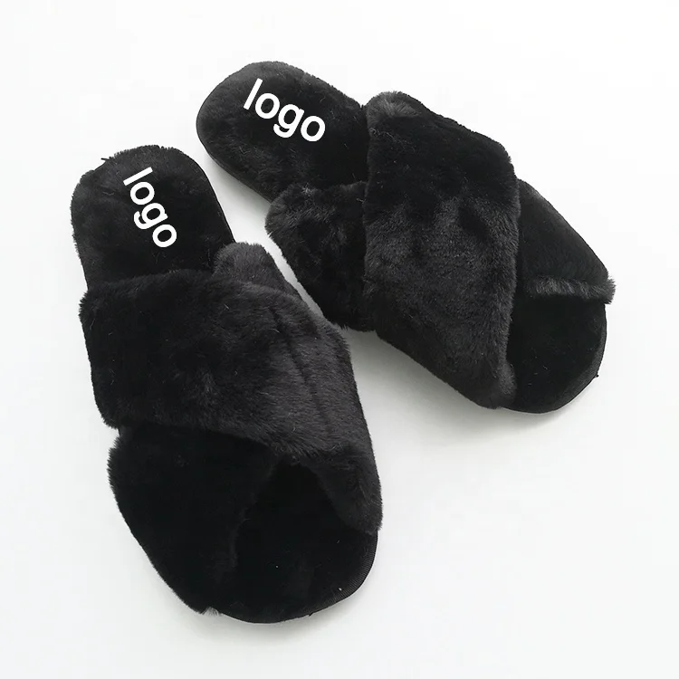 Hot Selling Winter Crossing Plush Furry Fluffy Soft Fuzzy Slippers White House Slippers for Mozambique Women