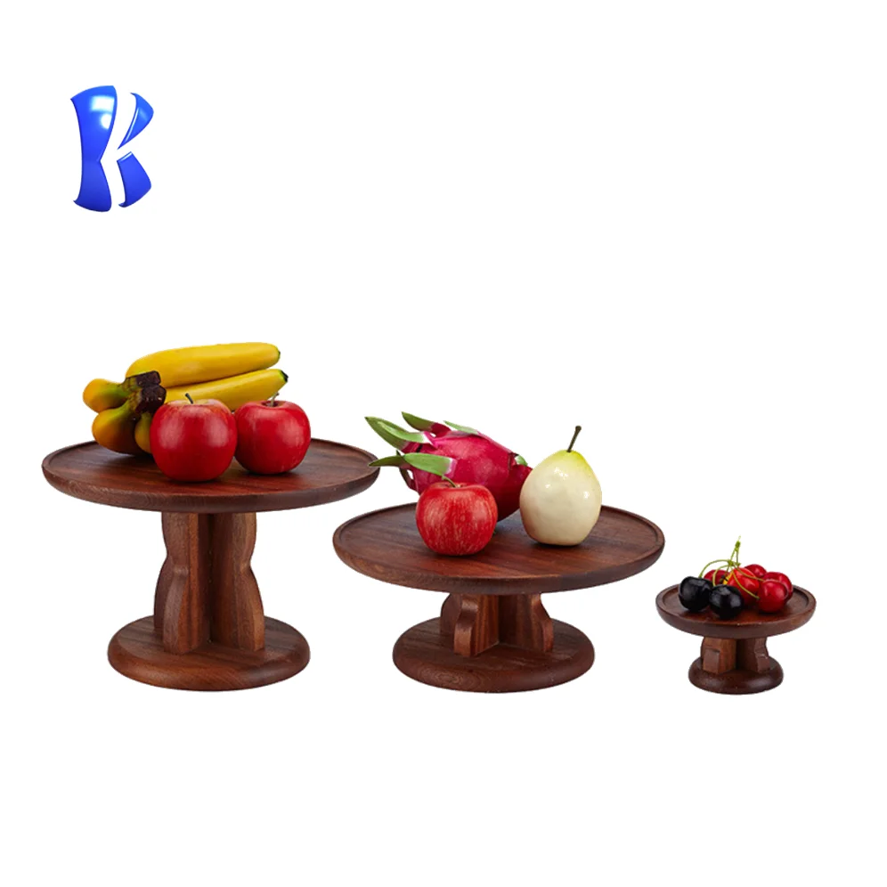 OKEY factory direct supply creative sapele cake rack hotel banquet cake display stand with round plate