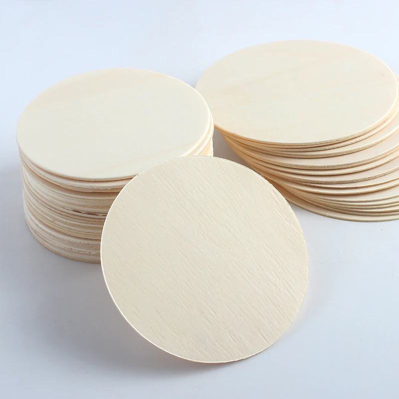 High Quality Wholesale Natural Round Blank Christmas Wooden Pieces Cutout Circle DIY Crafts Wood Discs Baby Monthly Mileston
