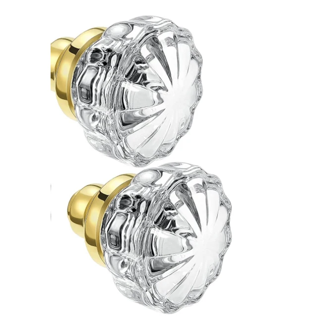 Mortise Style Fluted Round Passage Lock Set Knobs with Spindle for Interior Doors Round Crystal Glass Door Knob