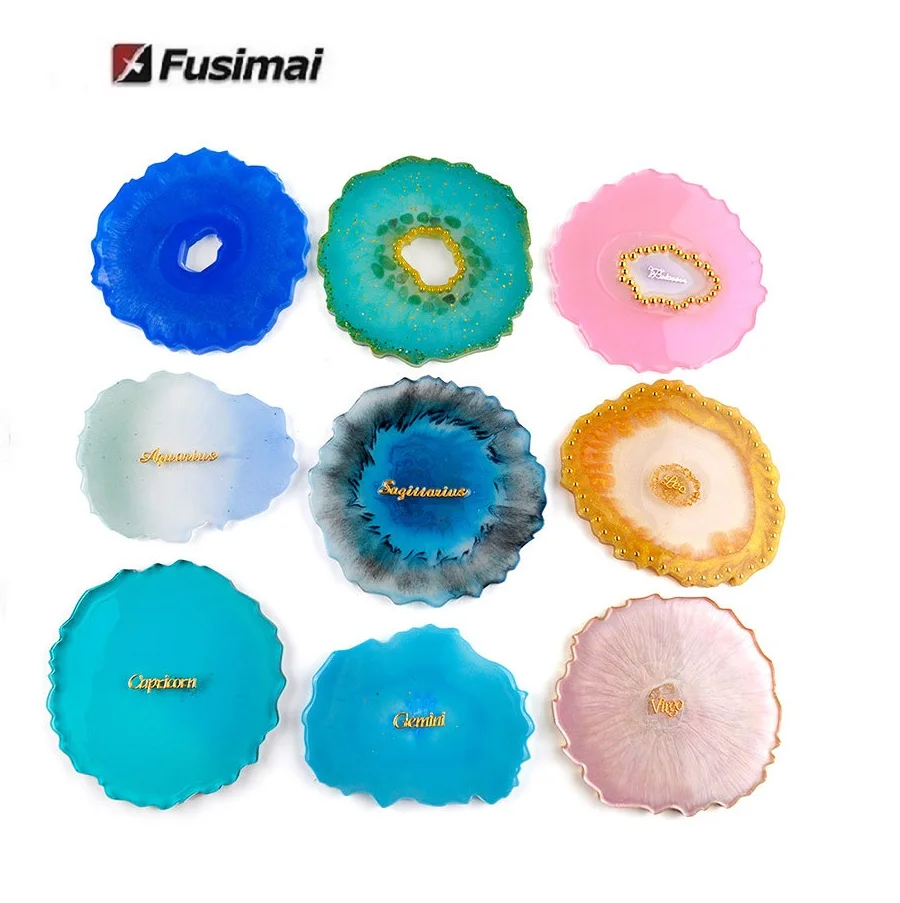 Fusimai Cup Mat Mould Silicone Irregular Cloud Crystal Drop Glue Diy Wave Table Coaster Mold