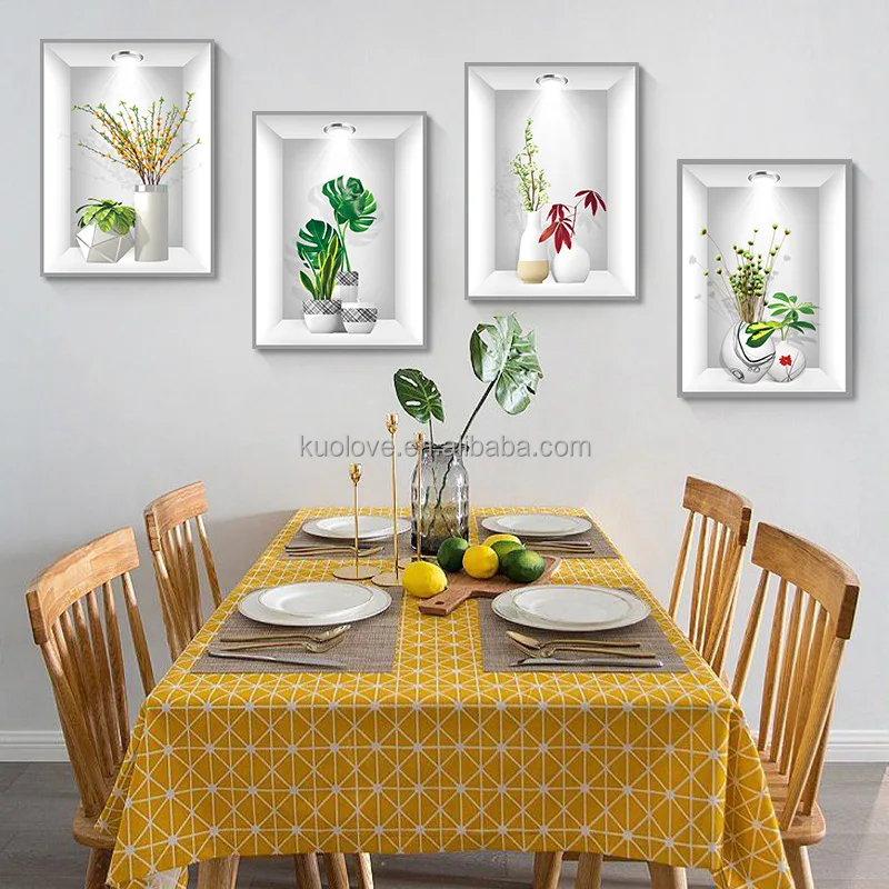 Beautiful flower couplet simulation 3D photo frame wall stickers  living room decoration wallpaper self-adhesive wall stickers