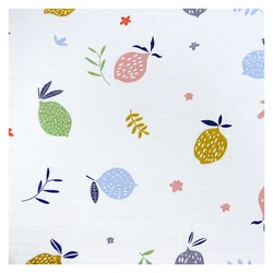 New design fruit pattern printed 100% cotton cloth baby fabric muslin for swaddling blankets