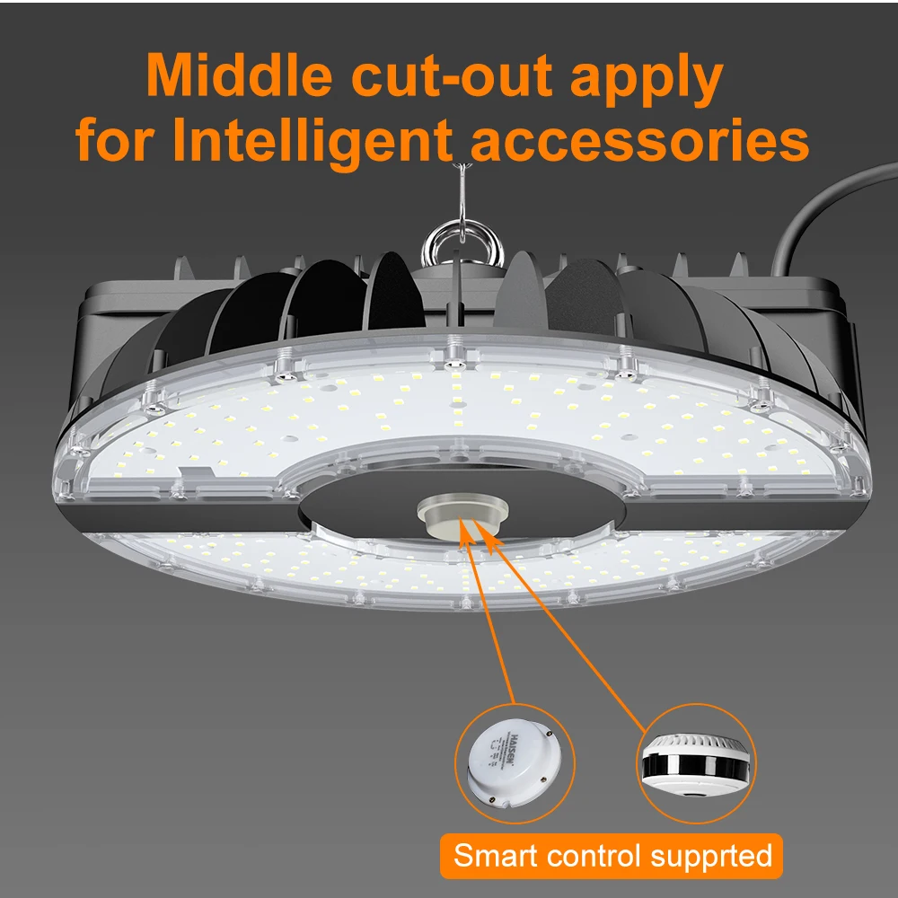 
CE RoHS CUL DLC listed 300OK-7000K industrial warehouse LED UFO round High bay light 100w 