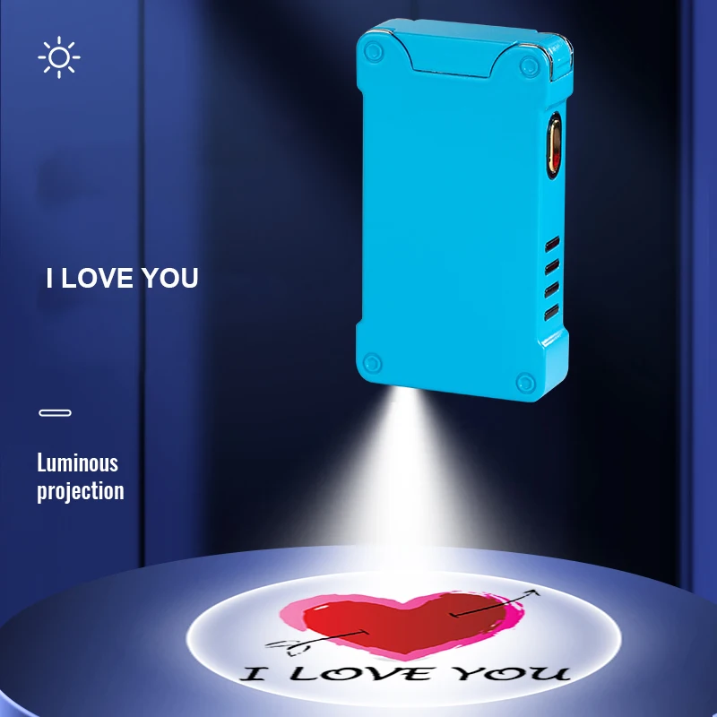 Luminous Projection Romantic Personality Double Arc Windproof Lighter Buzz Light Year Crayon Shin-chan Usb Lighter