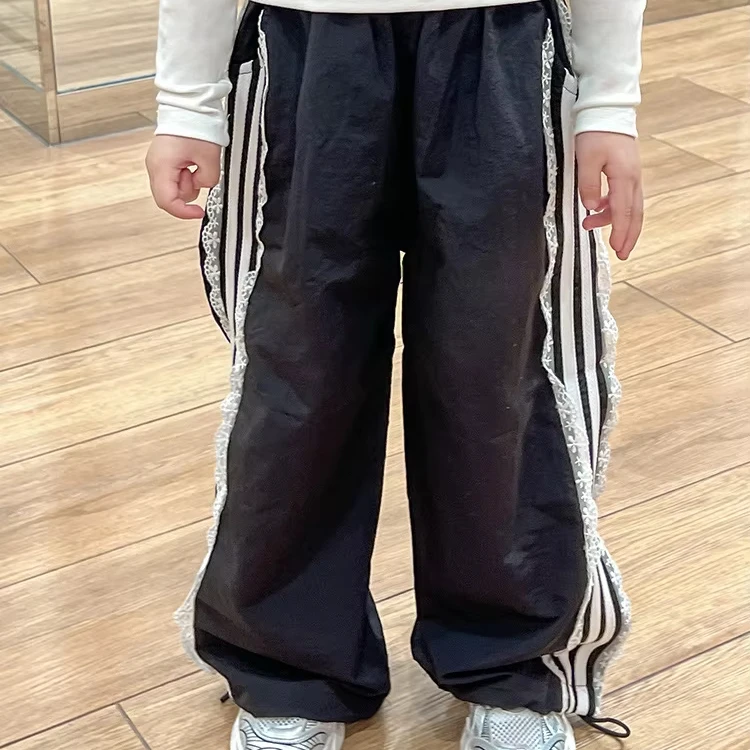 2024 New Fashion Toddler Children Girl Fall Clothing Set  Black Jacket + Joggers White Side Striped Sweatsuit Set 2-8 Years