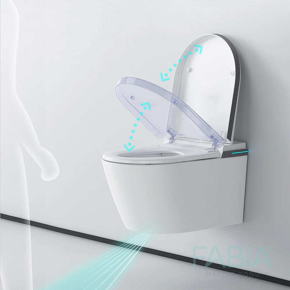 New Design Sensor Automatic Intelligent Shower Toilet Bidet Wall Mounted Bathroom Wall Hung Smart Toilet
