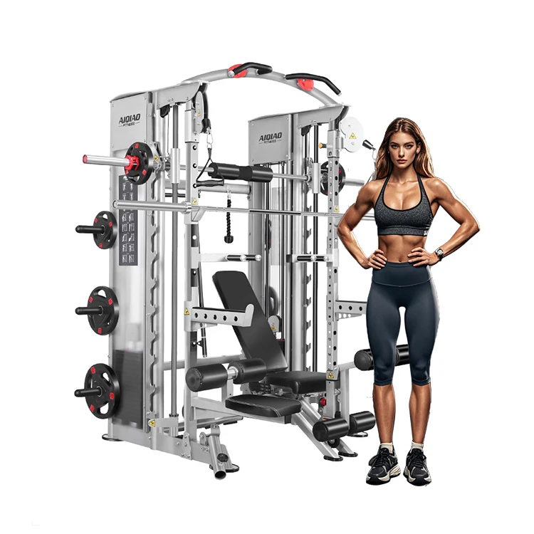 Commercial Gym Multi Functional Power Cage Rack Weight Function Station Cable Crossover Trainer All In One Smith Machine