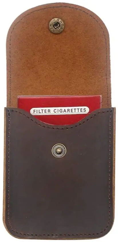 Boshiho Genuine Leather Playing Card Case Holder For Cowhide Leather Cards Holder