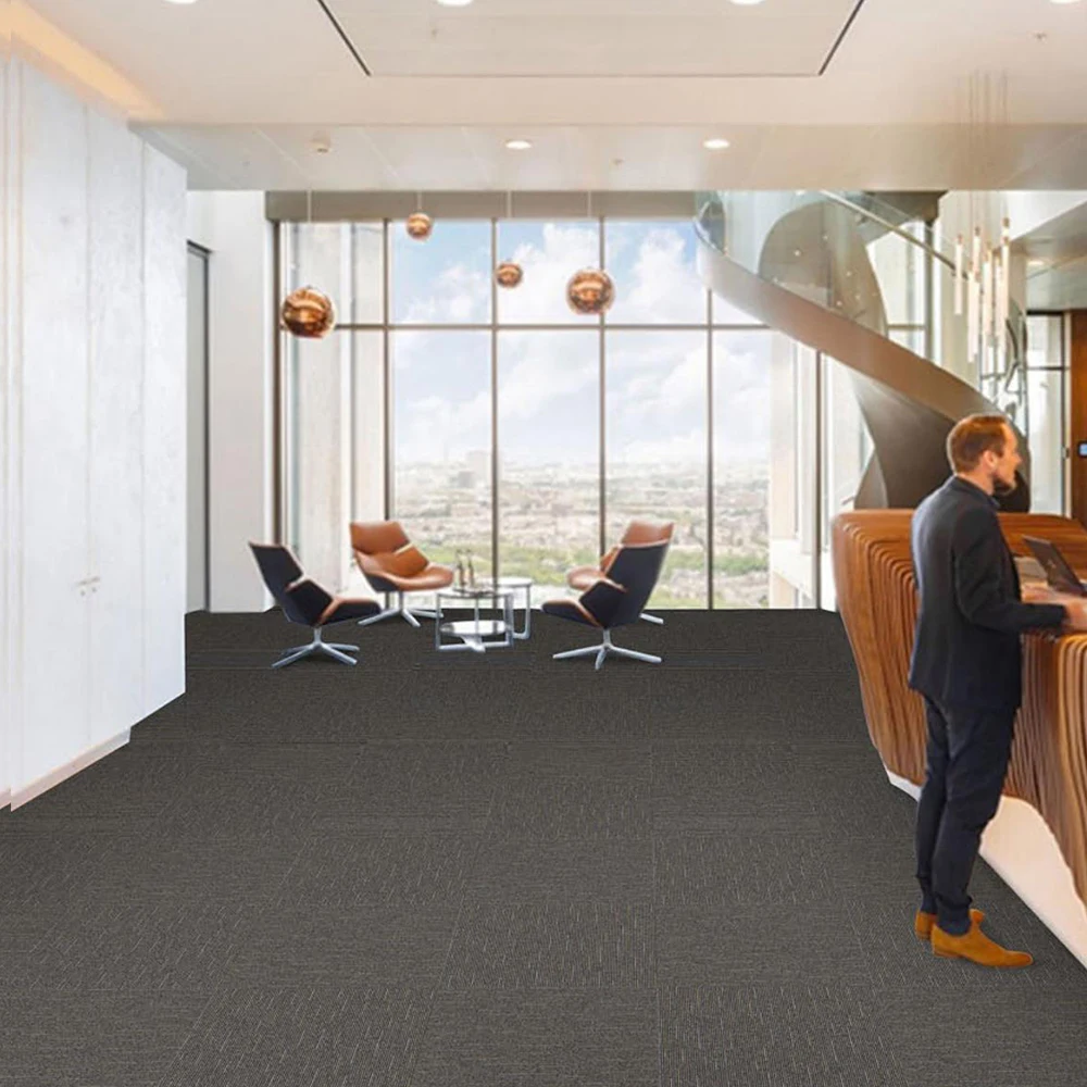 HJ PP Tufted Multi-Level Loop Office/Hotel Modular Carpet Tiles Factory Custom Carpet tiles with PVC Backing