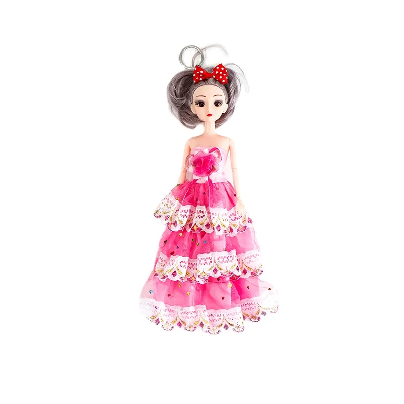 Fashion 11.5 Inches 9 Joints BJD baby  Dolls Girl Toys Mini Doll Dress Up Clothes Doll Key Chain