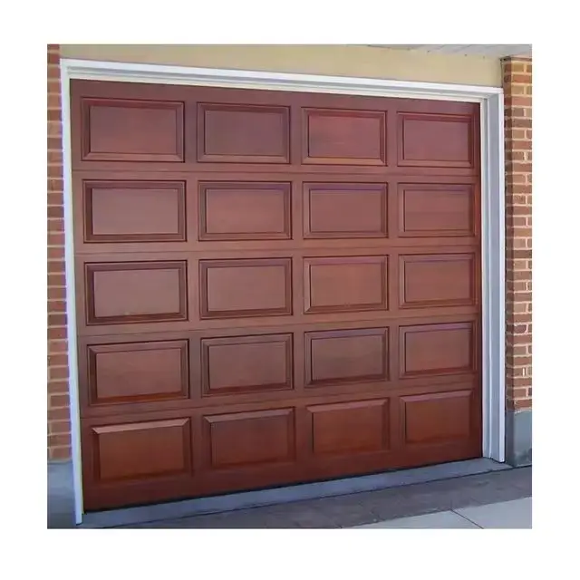 Modern 9x8 Aluminum Tempered Automatic Garage Door New Design Wood Steel Sandwich Panel Foam Overhead Sectional Door 72x80 Car