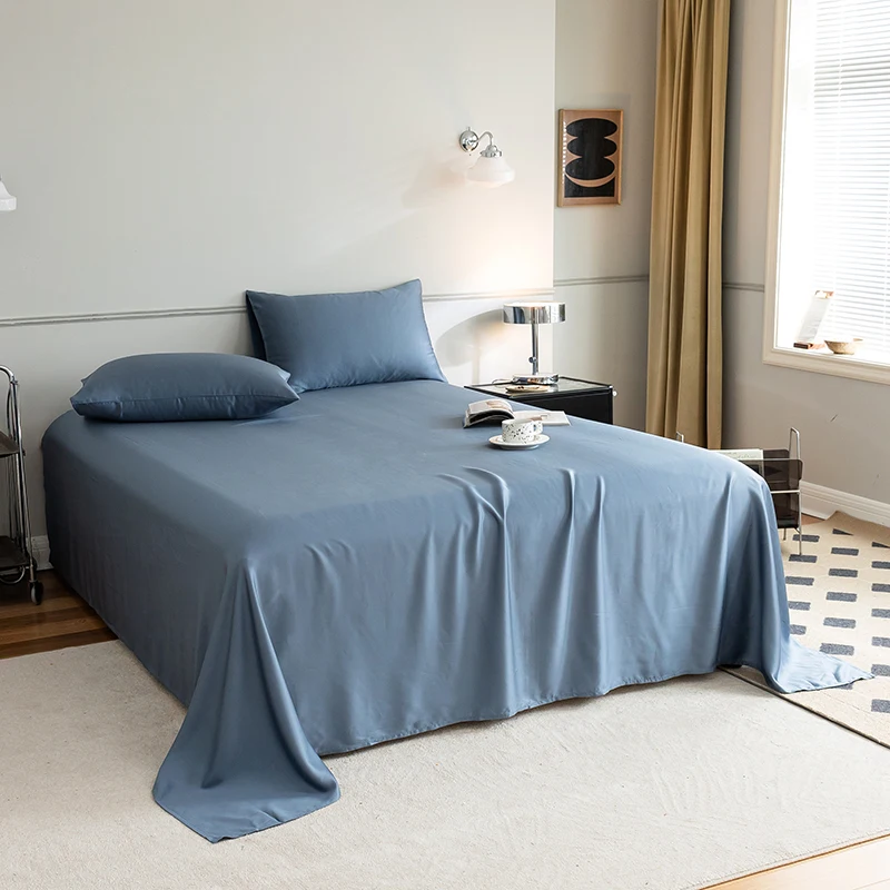 Factory Supplier Queen Size Bedsheet 60S Cotton Silk Fitted Sheet Pillowcases Set